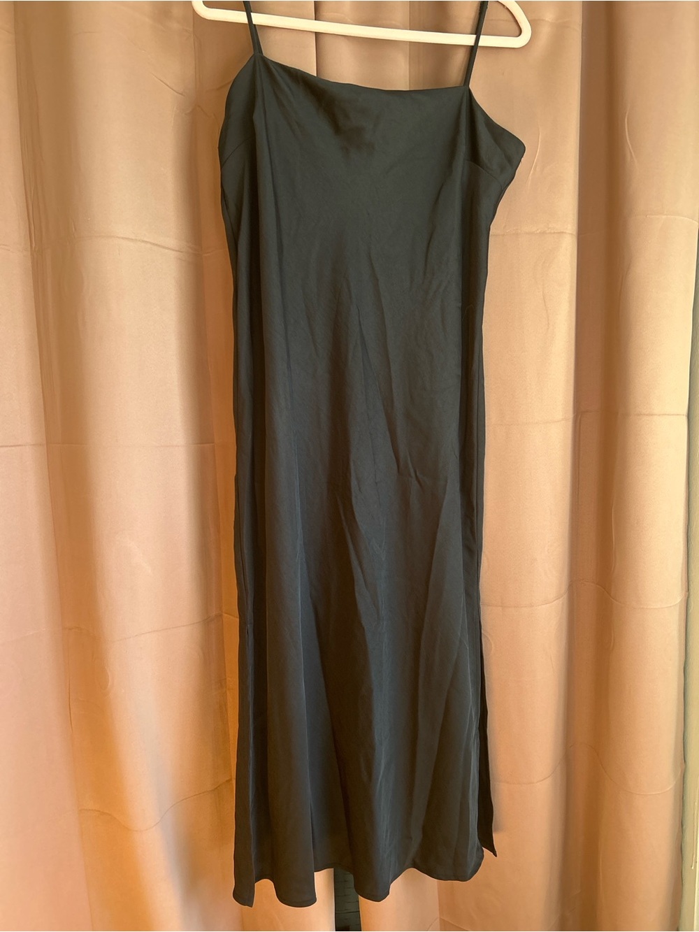 a new day Black Satin Slip Midi Dress